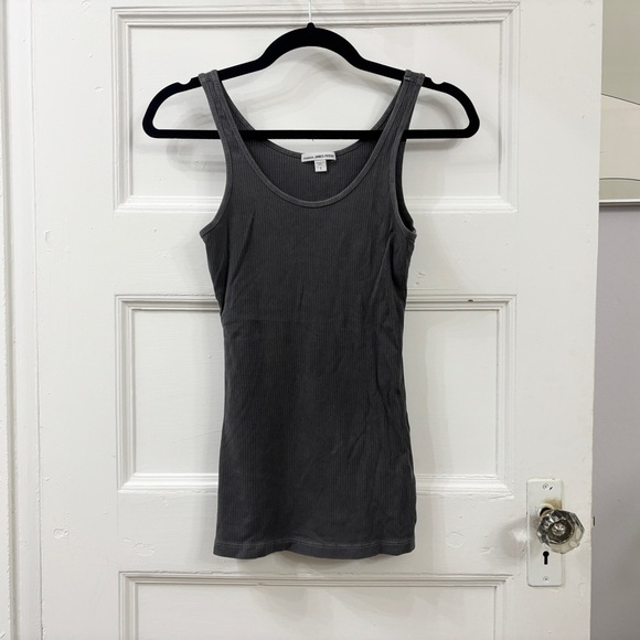 James Perse Longline Ribbed Sleeveless Gray Ribbed Tank Top - Sz 1 - Picture 11 of 12